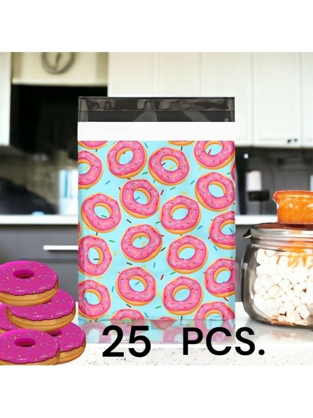 25 10X13 Poly Mailers Donuts And Sprinkles, Shipping Envelopes PRICE IS FIRM - Picture 7 of 9